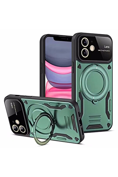 m.tk moveteck İphone 11 Kılıf Magsafe Dönebilen Halkalı Standlı Kamera Lens K...
