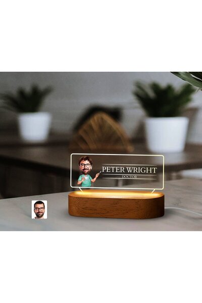 Bk Gift Kişiye Özel İsimli Doktor Karikatürlü Led Işıklı Akrilik Masa İsimliğ...