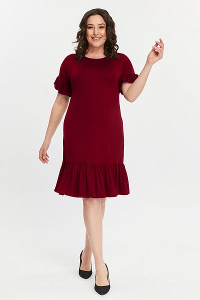 Curvy Trend Fustă cu maneci marimi cu volane rochie din viscoză