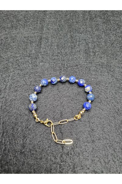 Yüksel Boncuk Lapis Lazuli Stone Women's Natural Stone Bracelet