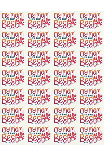 NUNUKİ مجموعة ملصقات لعيد الأم مقاس 4 × 3 سم "My Mom is the Best" - ملصق شكرًا لك لعيد الأم NSTI0156