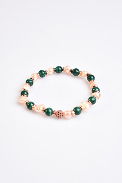 Safnaturel الملكيت - اللؤلؤ - سوار بتصميم الحجر الطبيعي الهيماتيت