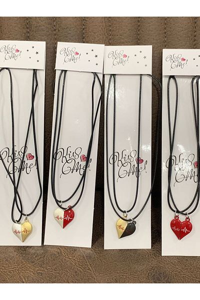 Meyra Accessories 1 Piece of 2 - Lover Necklace, Heart and Magnetic Side Bridal Encountering Gift