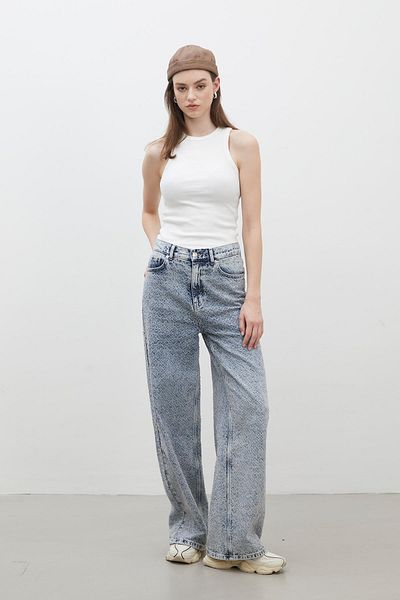 Manuka PANTALON DE DENIM TEXTURAȚI LOOSE FIT ALBASTRU