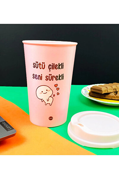 hediyeofisi Plastic Coffee Cup with Motto Design