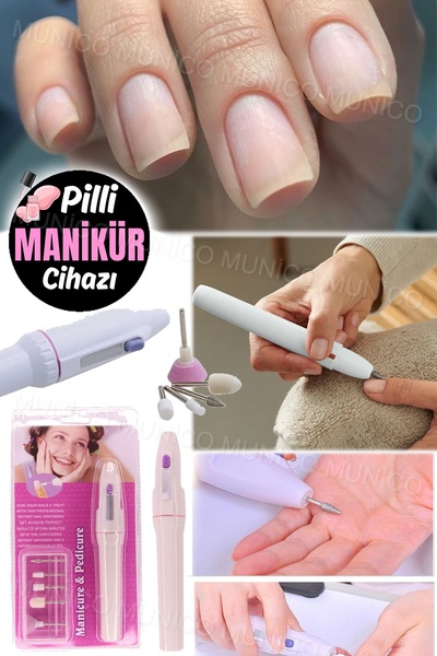 Munico Kalem Pilli Manikür Tırnak Jel 5 Başlıklı Pilli Tırnak Parlatıcı Mini ...