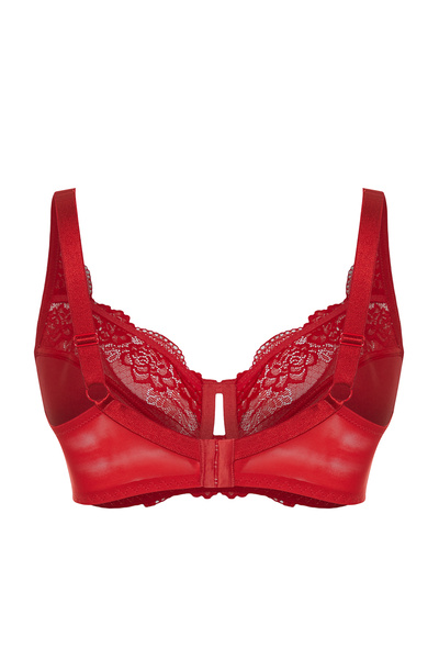 Trendyol Curve Červená mikrokrajková podprsenka Plus Size - TBBSS24CW00012