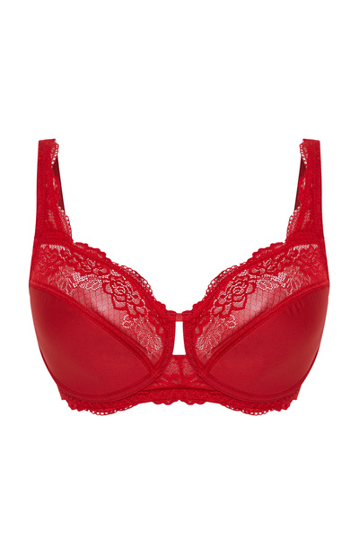 Trendyol Curve Červená mikrokrajková podprsenka Plus Size - TBBSS24CW00012