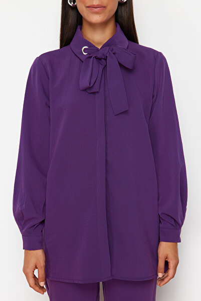 Trendyol Modest Purple Bird Eye részletes aerobin szőtt alsó felső készlet TCTSS24US00054