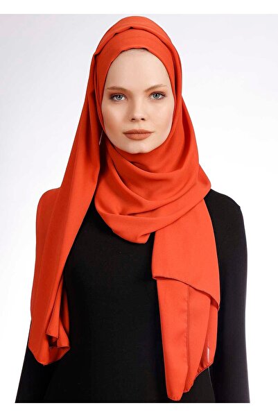 Ecardin Πρακτικό κρεπ σάλι σε χρώμα πλακιδίου - St 238