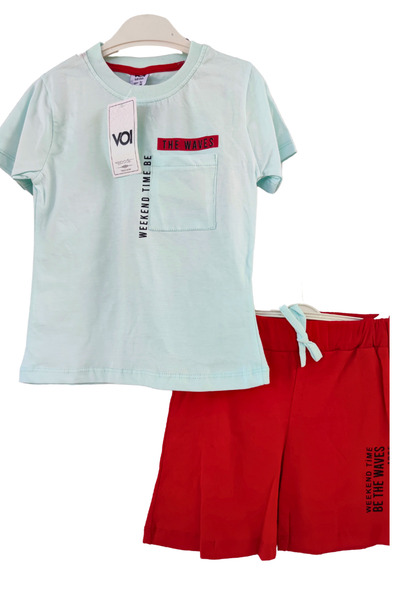 ZUZUPOLO طقم صيفي للأولاد من عمر 3-4-5-6 سنوات مطبوع عليه The Waves