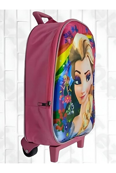 Tezzgelsin Anaokulu Çekçekli Kabartmalı Eva Kumaş Elsa Frozen Karakter Seyahat Çantası Okul Çantası