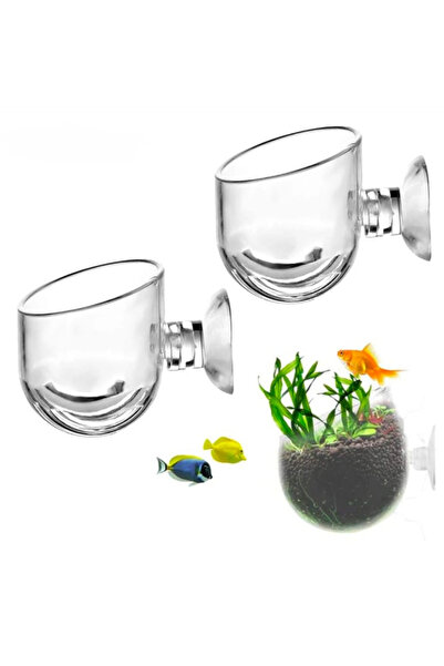 Burak Askeri Malzeme 3 Adet Akvaryum Dekorasyon Bitki Yetiştirme ve Yemleme için Mini Vantuzlu Akrilik Saksı