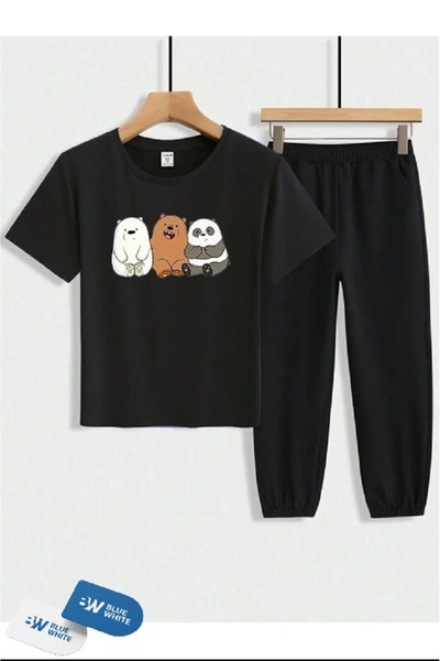 SİNSER TEKS Boy/Girl ''3-Piece Panda'' εμπριμέ μπλουζάκι-φόρμα