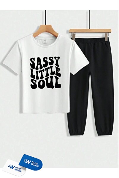 SİNSER TEKS Set de tricou-trening cu imprimeu „Sassy Little Soul” pentru băie...