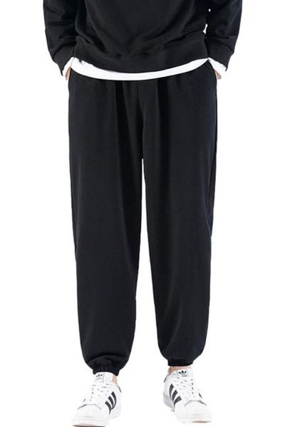 WNWGKN Ανδρικό μαύρο oversize αθλητικό παντελόνι Joggers