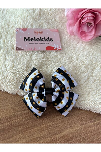 MeloKids Black and White Striped Pattern Ribbon Clip Buckle