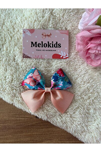 MeloKids مشبك مشبك على شكل زهرة زرقاء على شكل فراشة من شريط السلمون