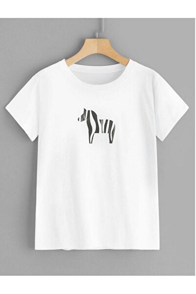 Massgai Tricou unisex cu mânecă scurtă, cu imprimeu zebră, 100% bumbac