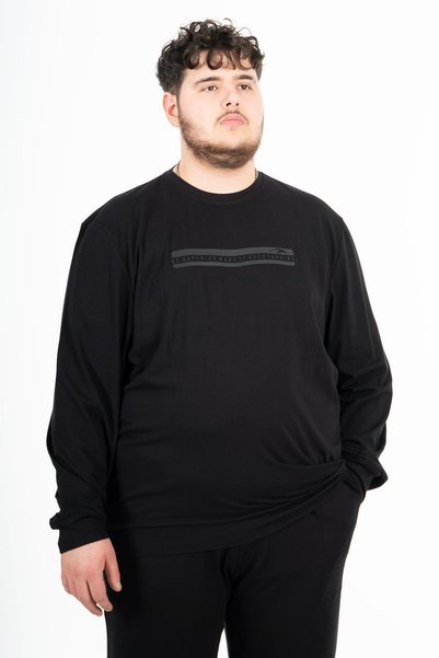 MARATON Plus Size Men's Crew Neck Black Sweatshirt
