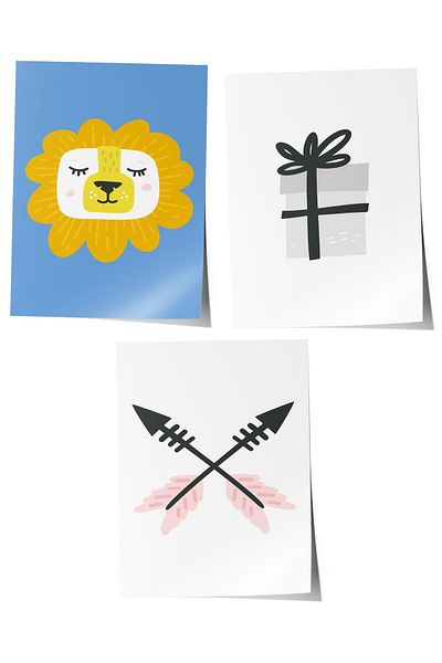 Postifull Set de 3 picturi pentru camera bebelușului, decor de perete pentru camera bebelușului, decor camera copiilor, poster fără cadru
