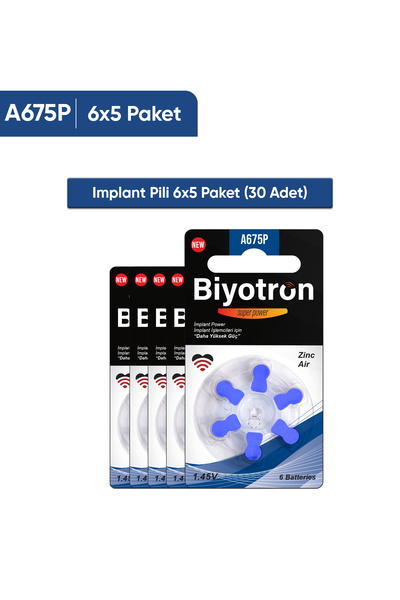 BİYOTRON A675p Koklear Implant Pili 6 X 5 Paket (30 ADET)