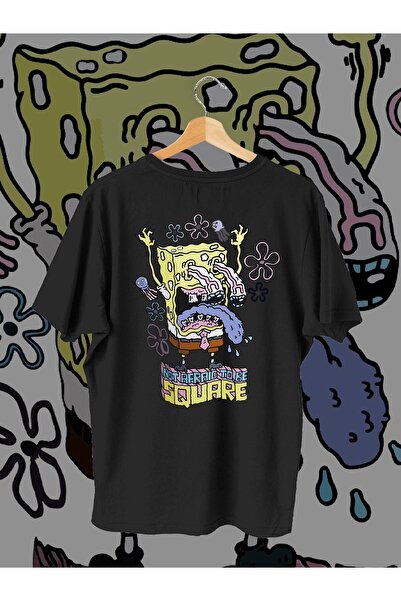 CONSTRAİN Kadın Erkek Trend Sunger Bob Baskılı Oversize T Shirt