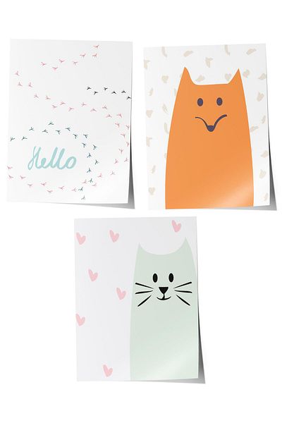 Postifull Baby Room Painting Set of 3, Baby Room Wall Decor, Kids Room Decor, Frameless Poster