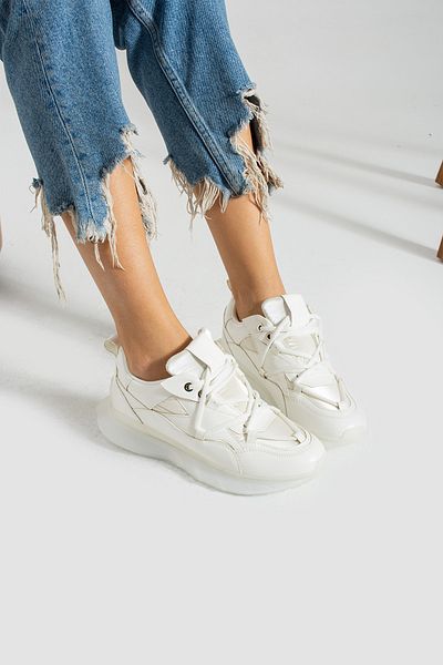 İnan Ayakkabı WOMEN'S WHITE COLOR SNEAKERS & SPORTS SHOES (4 CM)