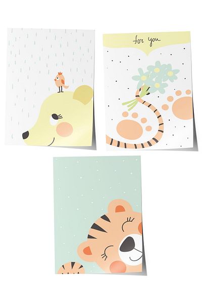 Postifull Baby Room Painting Set of 3, Baby Room Wall Decor, Kids Room Decor, Frameless Poster