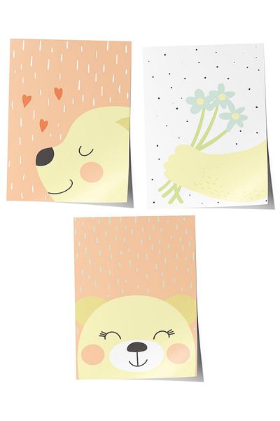Postifull Baby Room Painting Set of 3, Baby Room Wall Decor, Kids Room Decor, Frameless Poster
