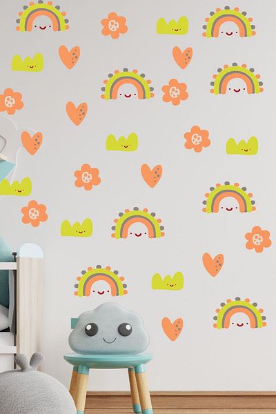 Postifull Boho Rainbow Patterned Baby Room Sticker Set - Kids Room Wall Decor