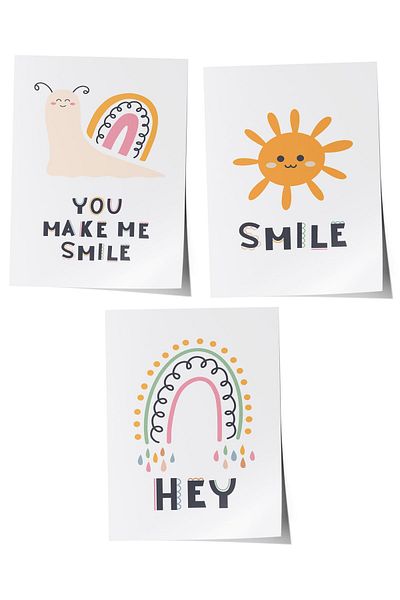 Postifull Baby Room Painting Set of 3, Baby Room Wall Decor, Kids Room Decor, Frameless Poster