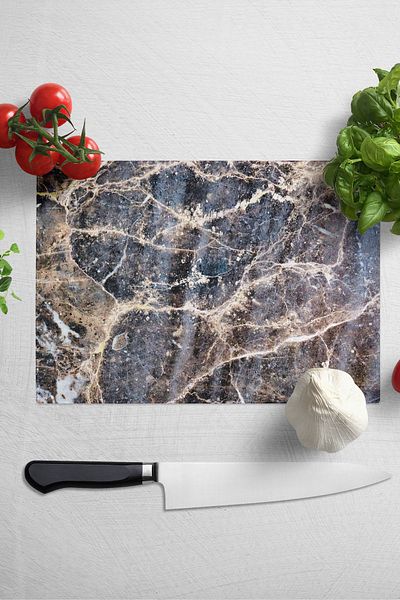 Postifull Glass Cutting Board, Thick And Unbreakable Glass - Marble Theme - 21*30cm - Chopping Board, Kitchen Decor