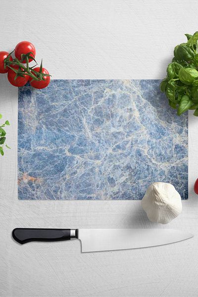 Postifull Glass Cutting Board, Thick And Unbreakable Glass - Marble Theme - 21*30cm, Chopping Board, Kitchen Decor