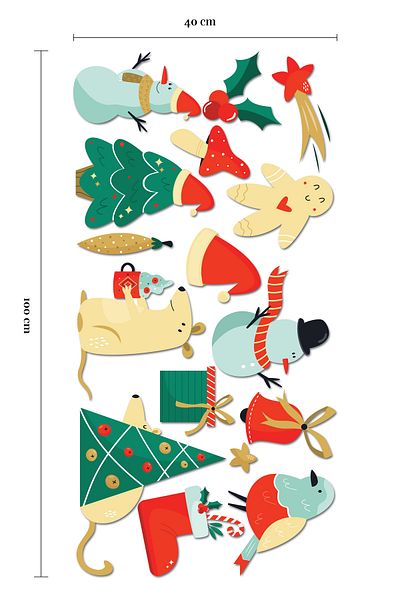 Postifull New Year Sticker Set, New Year Christmas Ornament, Christmas Decoration, Door, Wall And Glass Decoration Sticker