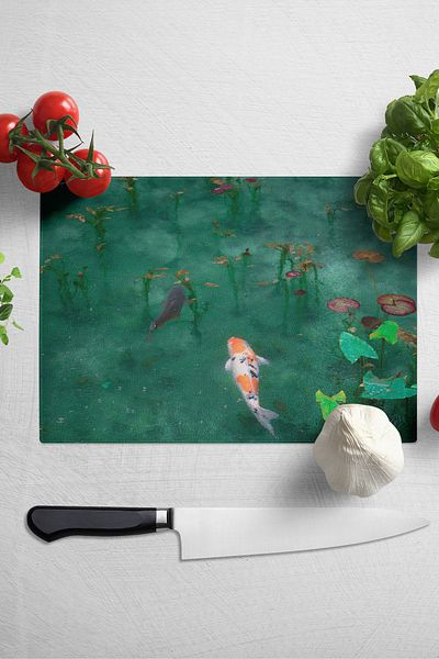 Postifull Glass Cutting Board, Thick And Unbreakable Glass - Lake Theme - 21*30cm - Chopping Board, Kitchen Decor