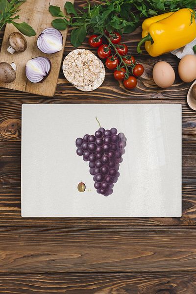 Postifull Glass Cutting Board - Vintage Grape - 21*30cm - Chopping Board - Aesthetic, Decorative Presentation Board