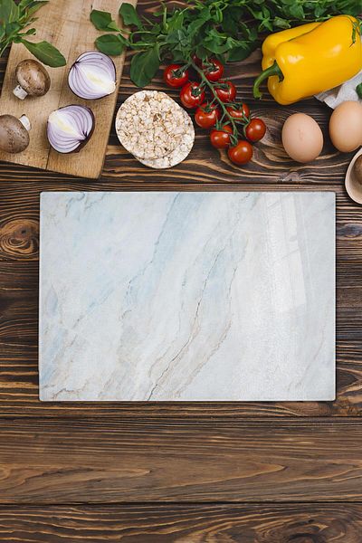 Postifull Glass Cutting Board, Thick And Unbreakable Glass - Marble Theme - 21*30cm - Chopping Board, Kitchen Decor
