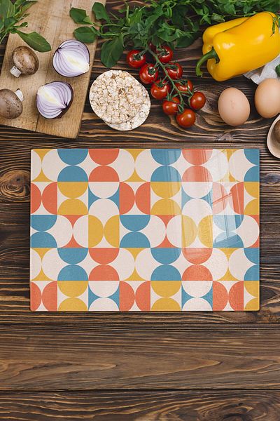 Postifull Vintage Glass Cutting Board, Thick And Unbreakable Glass, Chopping Board, Kitchen Presentation Board - 21*30cm