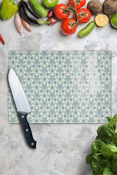 Postifull Vintage Glass Cutting Board, Thick And Unbreakable Glass, Chopping Board, Kitchen Presentation Board - 21*30cm