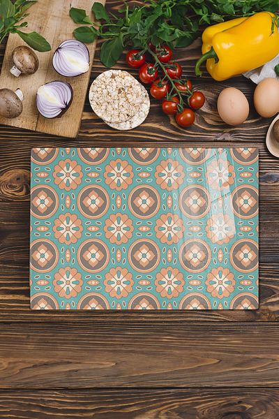 Postifull Vintage Glass Cutting Board, Thick And Unbreakable Glass, Chopping Board, Kitchen Presentation Board - 21*30cm
