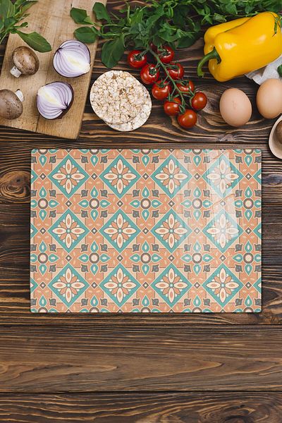 Postifull Vintage Glass Cutting Board, Thick And Unbreakable Glass, Chopping Board, Kitchen Presentation Board - 21*30cm