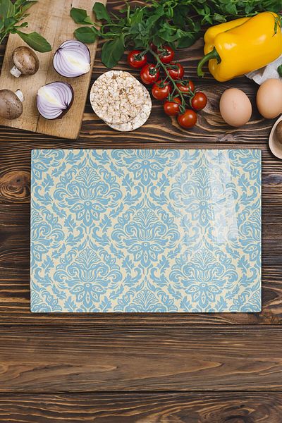 Postifull Vintage Glass Cutting Board, Thick And Unbreakable Glass, Chopping Board, Kitchen Presentation Board - 21*30cm
