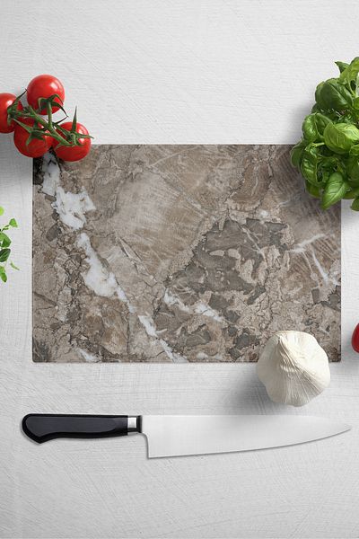 Postifull Glass Cutting Board, Thick And Unbreakable Glass - Marble Theme - 21*30cm - Chopping Board, Kitchen Decor