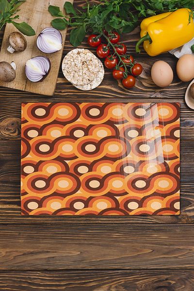 Postifull Vintage Glass Cutting Board, Thick And Unbreakable Glass, Chopping Board, Kitchen Presentation Board - 21*30cm