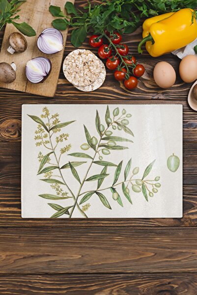 Postifull لوح تقطيع زجاجي، زجاج سميك وغير قابل للكسر - زيتوني عتيق - 21*30 سم - لوح تقطيع، ديكور مطبخ