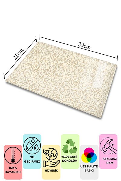 Postifull Vintage Glass Cutting Board, Thick And Unbreakable Glass, Chopping Board, Kitchen Presentation Board - 21*30cm