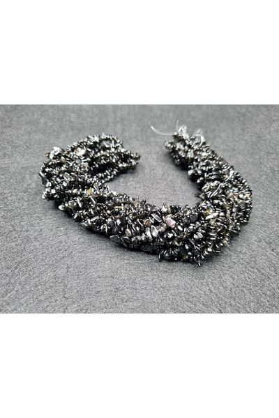 Yüksel Boncuk Fine Broken Stone Obsidian Stone Natural Stone String