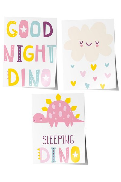Postifull Baby Room Painting Set of 3, Baby Room Wall Decor, Kids Room Decor, Frameless Poster